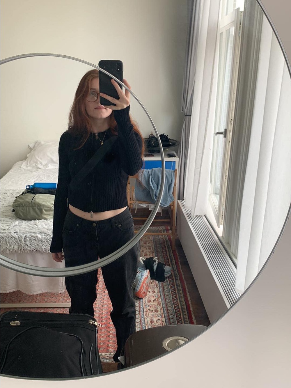 Forever 21 Black Ribbed Zip-Front Cropped Top